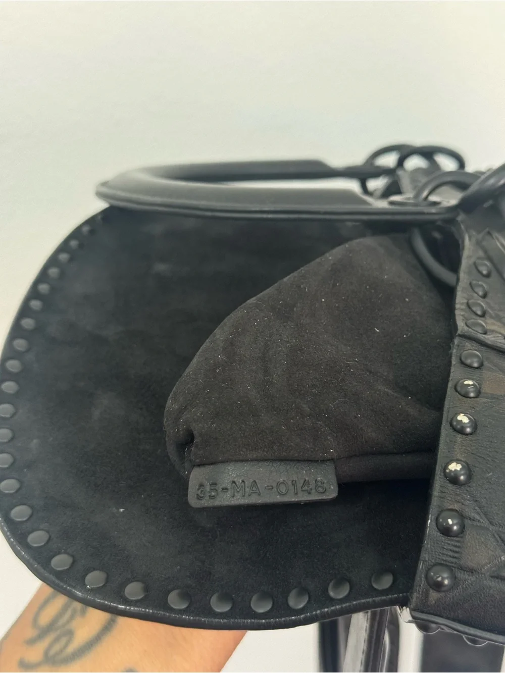 Authentic Dior Lady Dior Medium Matte Black Studded 2 way Bag 2018